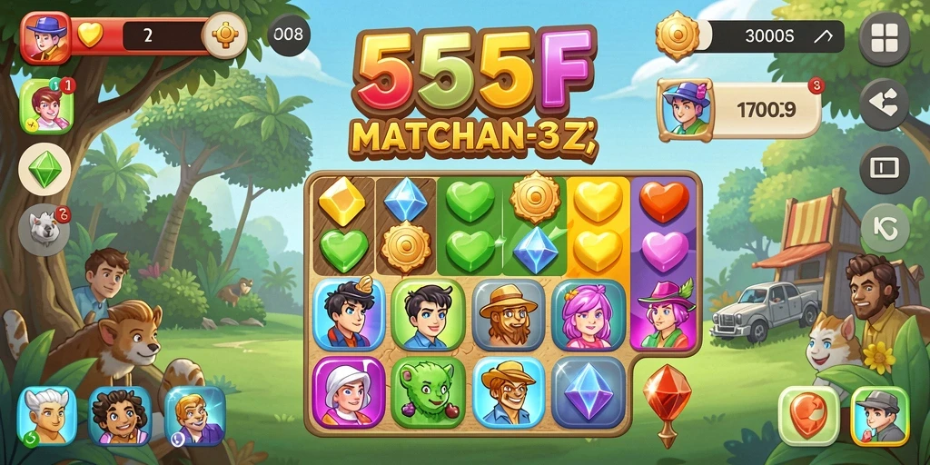 Tampilan gameplay 555F yang seru dan penuh warna.