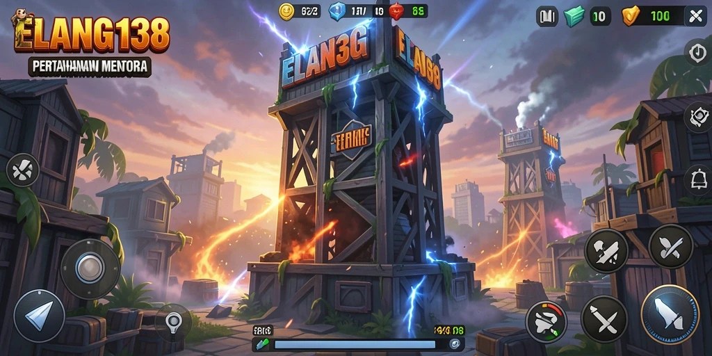 Tangkapan layar gameplay menakjubkan Tower Defense ELANG138.