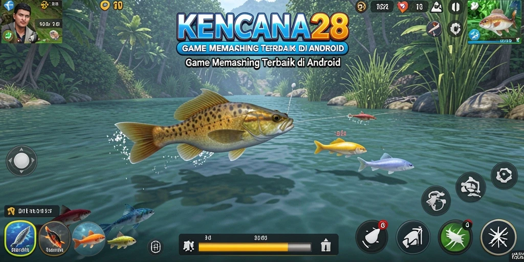 Tampilan gameplay KENCANA28 menunjukkan pengalaman memancing yang seru dan realistis.