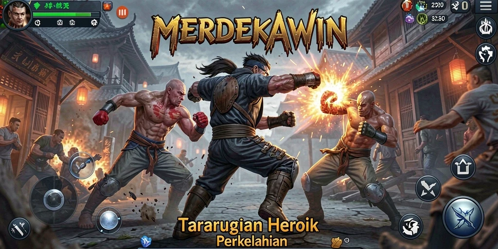 Screenshot menampilkan pertarungan intens dalam MERDEKAWIN.