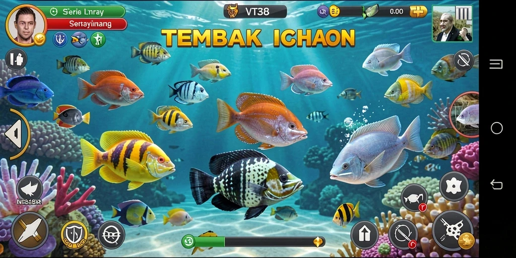 Tampilan gameplay Tembak Ikan yang seru dan penuh warna.